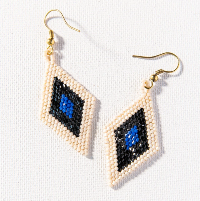 2.5" Diamond Earring -  Lapis and Black (LXER0607)