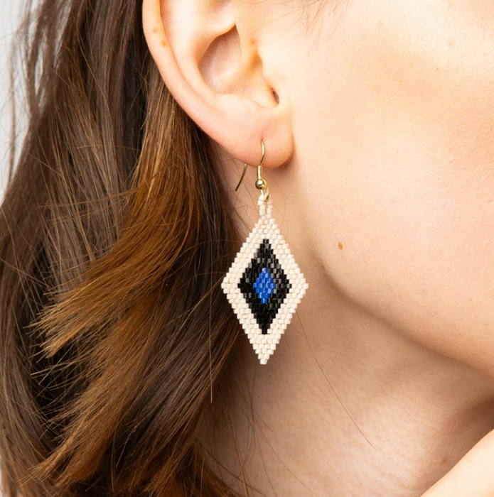 2.5" Diamond Earring -  Lapis and Black (LXER0607)