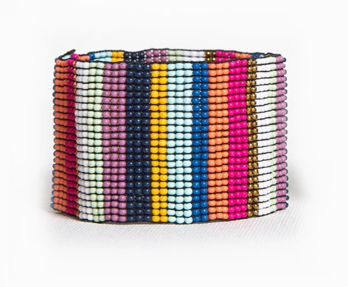 1.5" Beaded Bracelet - Multi Color Stripe (SBBR0301MS)