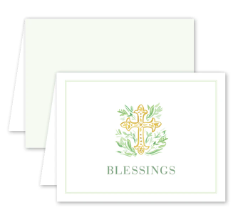 Green Cross Blessings Card