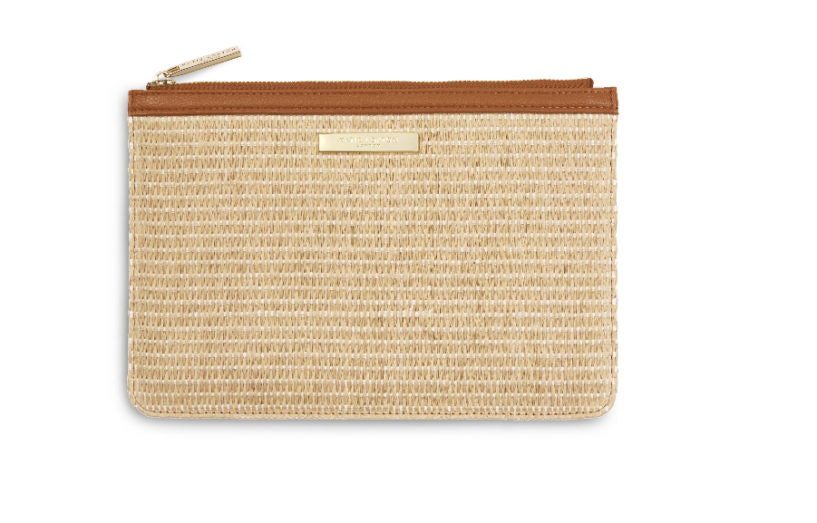 Straw Pouch - Cognac and Natural
