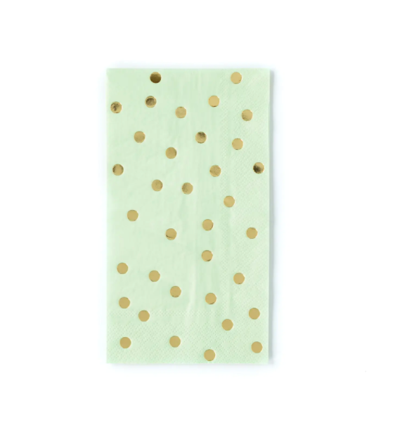 Mint Gold Foil Polka Dot Guest Towels