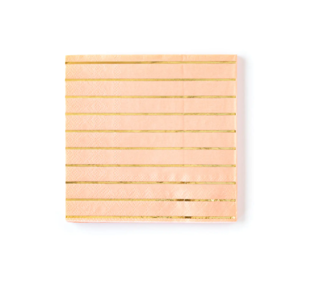 Coral Gold Foil Stripe Napkin