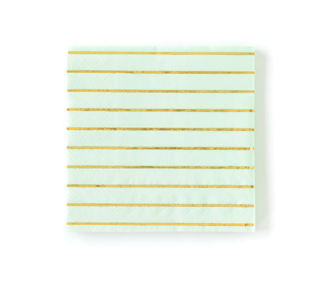 Mint Gold Foil Stripe Napkin