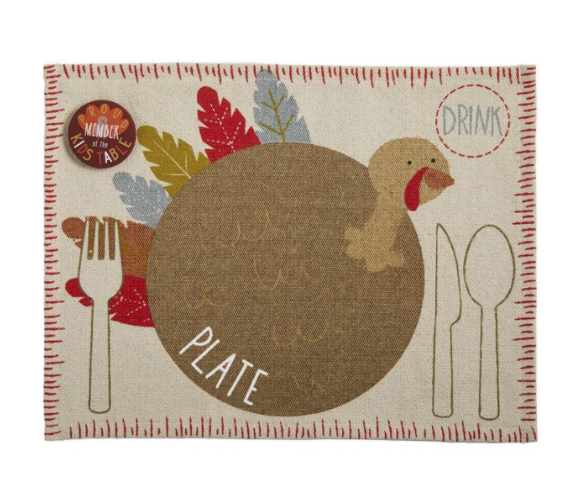 Turkey Placemat with Button