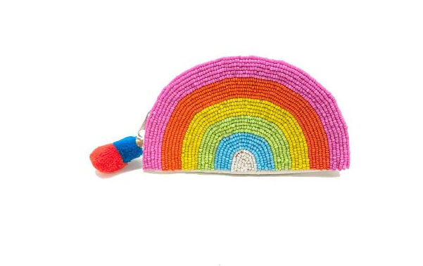 Rainbow Beaded Coin Pouch