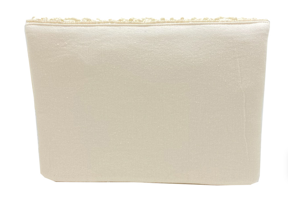 Cream Scalloped Beaded Clutch