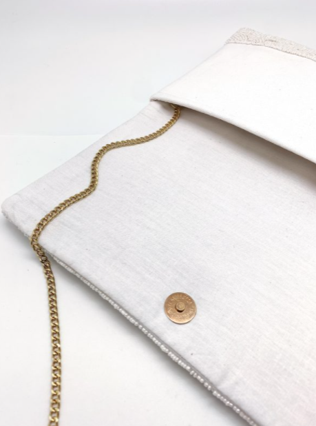 White Beaded Wifey Clutch