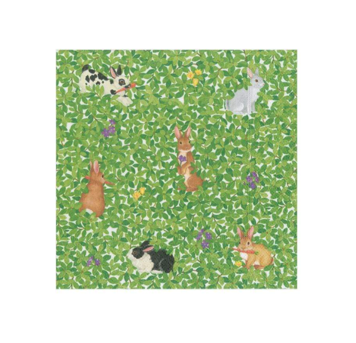 Bunnies and Boxwood Cocktail Napkin