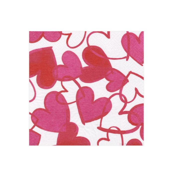 Painted Hearts Cocktail Napkin