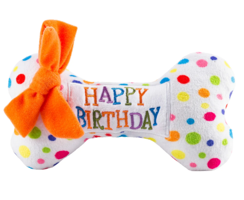 Happy Birthday Bones Dog Toy - Small