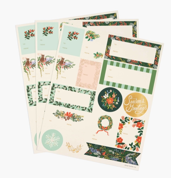 Holiday Stickers and Labels  | Winter Floral