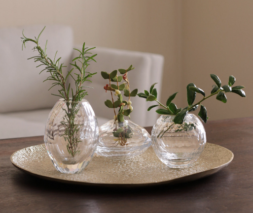 2283 GLASS Teardrop Faceted Bud Vase