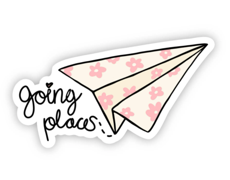 Going Places Paper Airplane Sticker