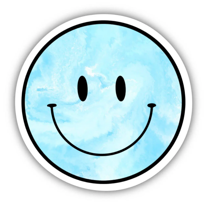 Blue Tie Dye Smiley Face Sticker