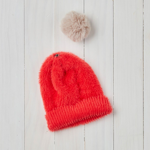 Chalet Beanie - Red w/Natural Pom