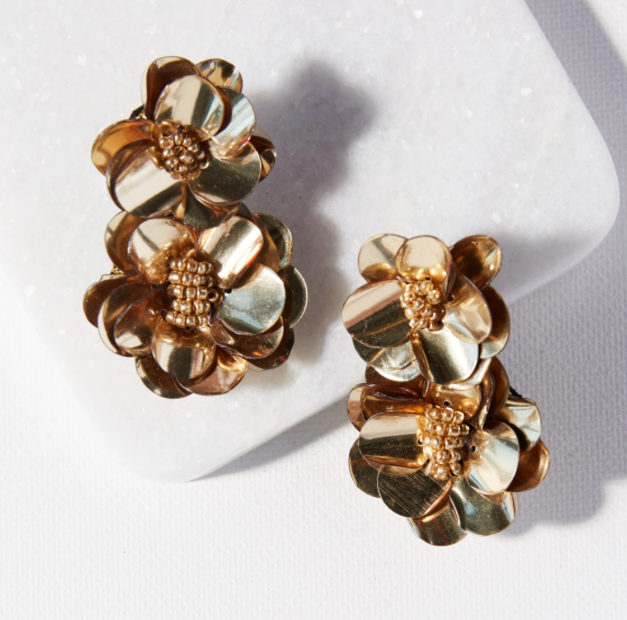 Gold Double Flower Earring (HHER0201)