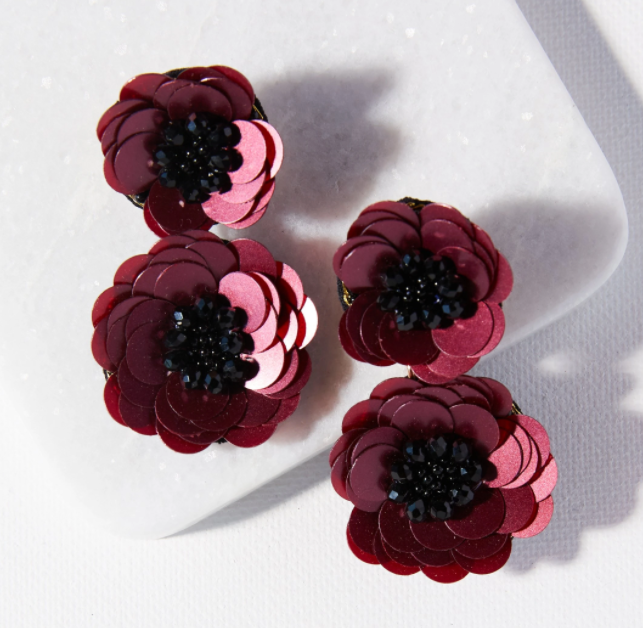 Ruby Double Flower Earring (HHER0204)