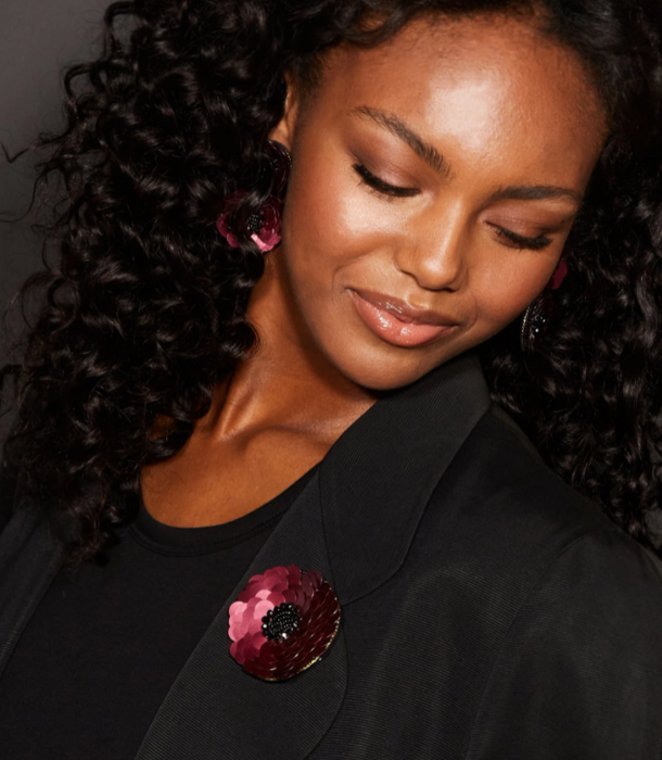 Ruby Flower Broach/Barrette (HHHA0104)