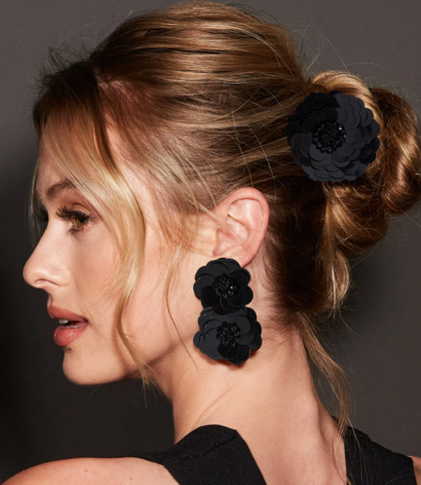 Black Flower Broach/Barrette (HHHA0102)