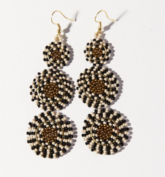 Gold/Black Triple Circle Earring (SBER5000GO)