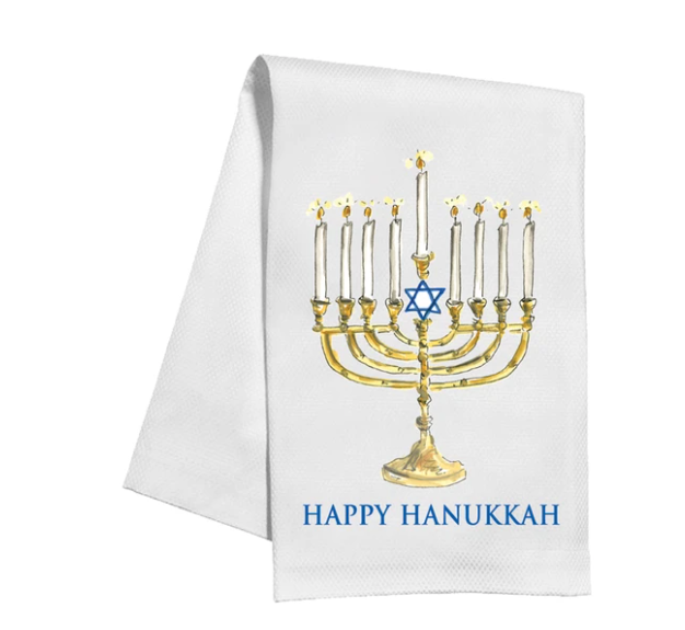 Gold Menorah Kitchen Towel