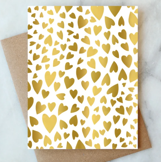 Gold Hearts Blank Card