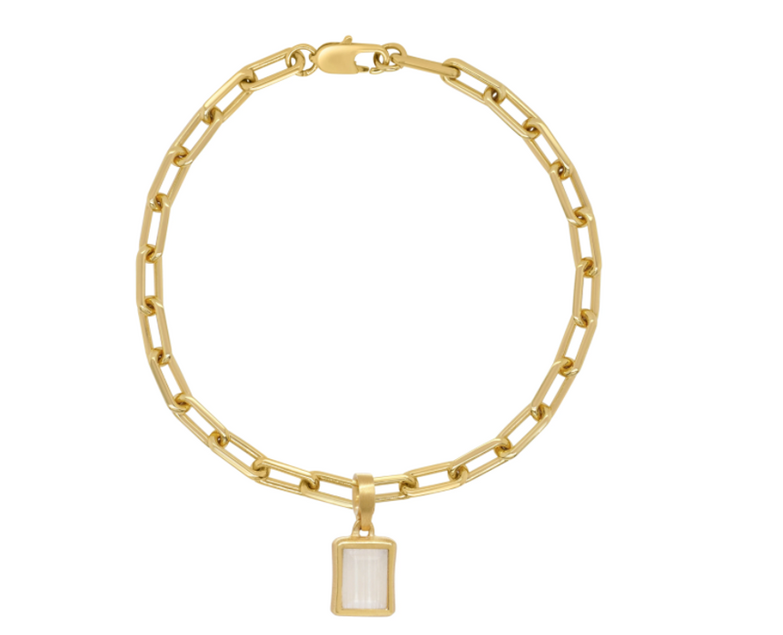 Baguette Gemstone Bracelet - Moonstone/Gold