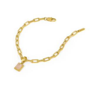 Baguette Gemstone Bracelet - Morganite/Gold