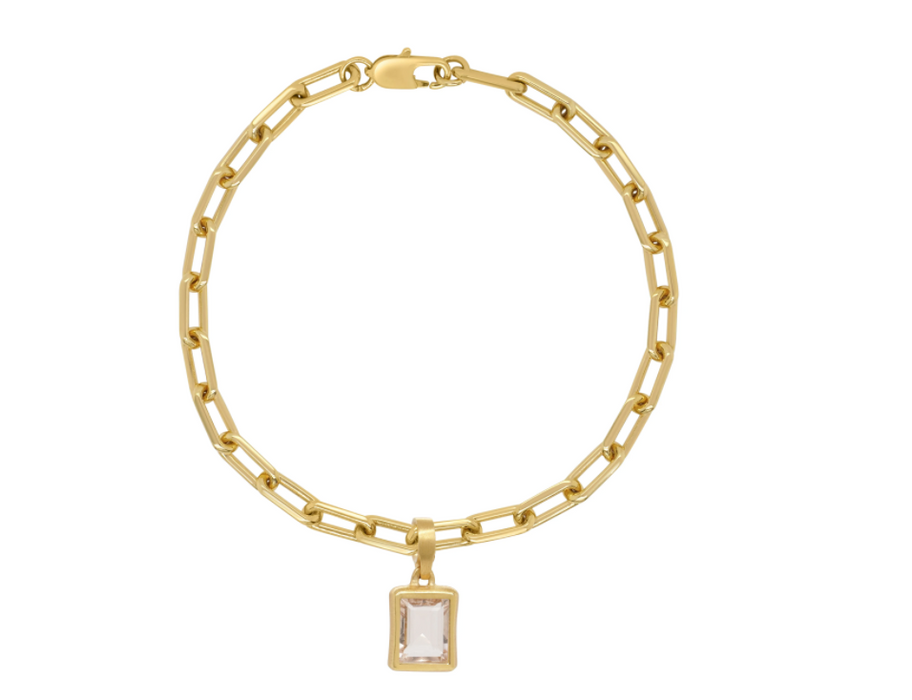 Baguette Gemstone Bracelet - Morganite/Gold