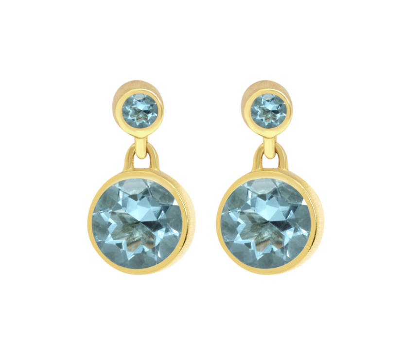 Signature Droplet Earrings - Blue Topaz/Gold