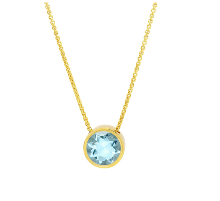 Signature Knockout Pendant | Blue Topaz/Gold
