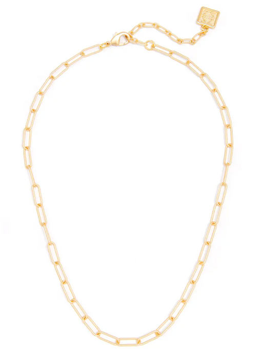 Paperclip Necklace - 17.5" Matte Gold