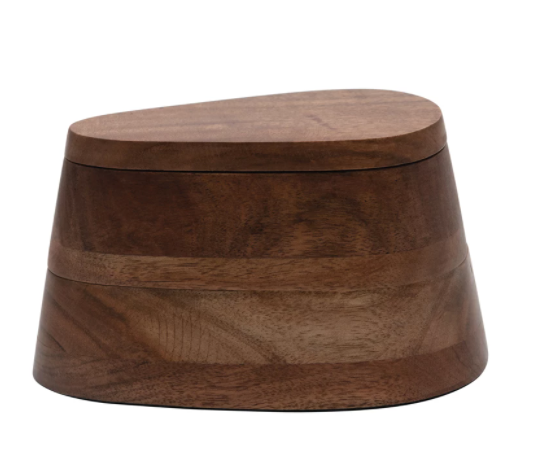 Wood Salt and Pepper Dish w/Lid