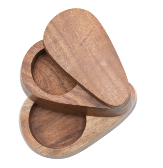Wood Salt and Pepper Dish w/Lid