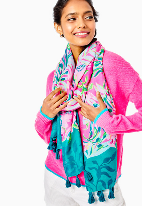 Resort Scarf - Plumeria Pink Feline Fine