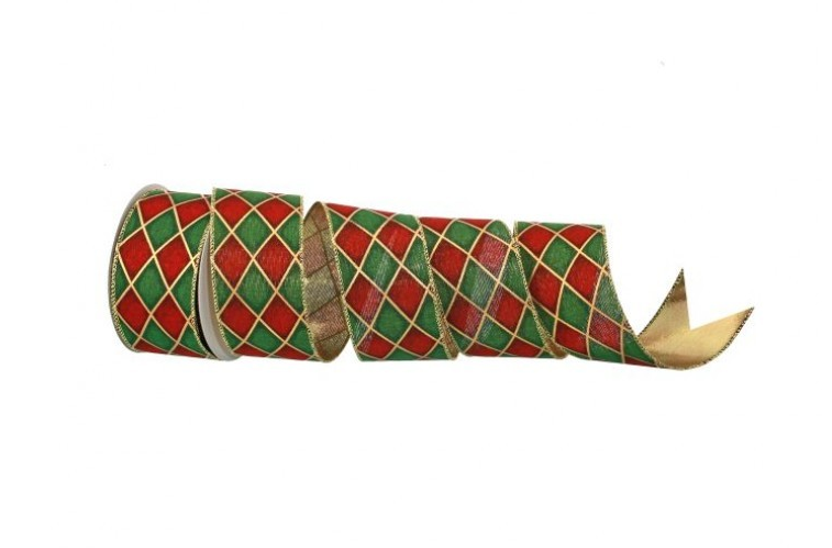 2.5"  Harlequin Check Wired  Ribbon
