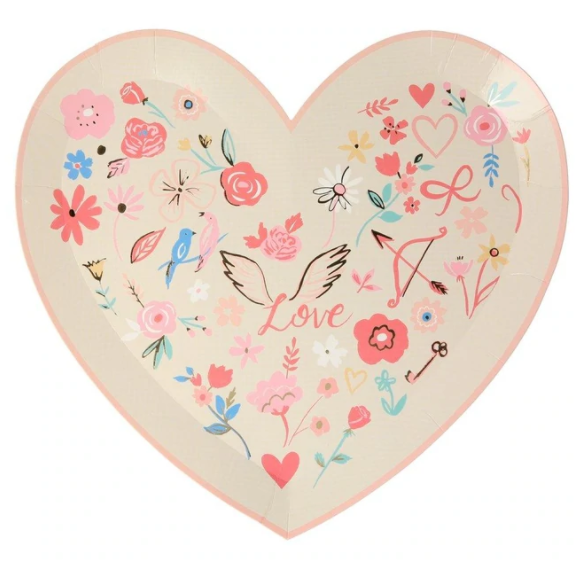 Valentine Heart Die Cut Floral Plate