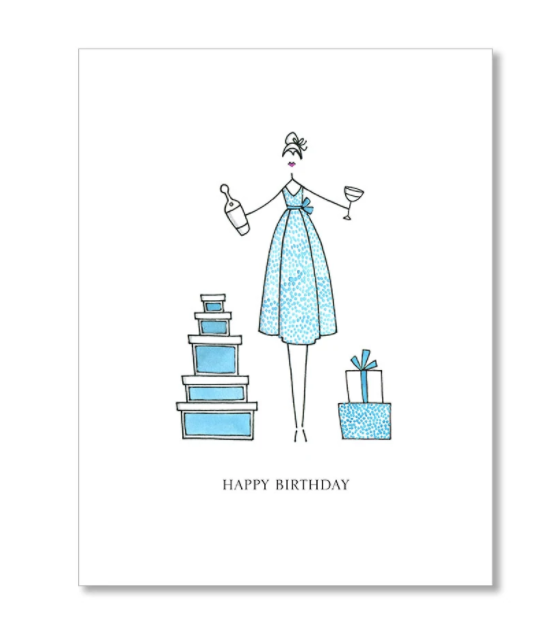 Blue Dot Dress Birthday Card
