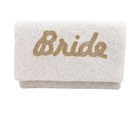 White Beaded Bride Clutch - Two Tone