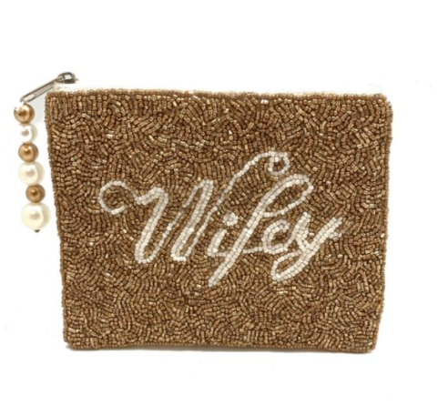 Wifey Beaded Coin Clutch