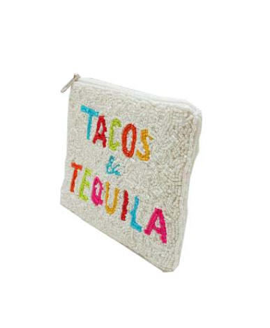 Tacos and Tequila Beaded Coin Clutch