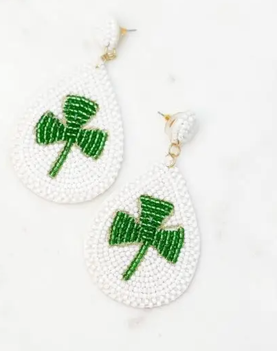 Clover Teardrop Beaded Earrings