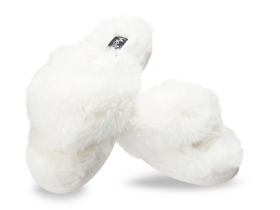 Fuzzy Thong Plush Slippers | Ivory