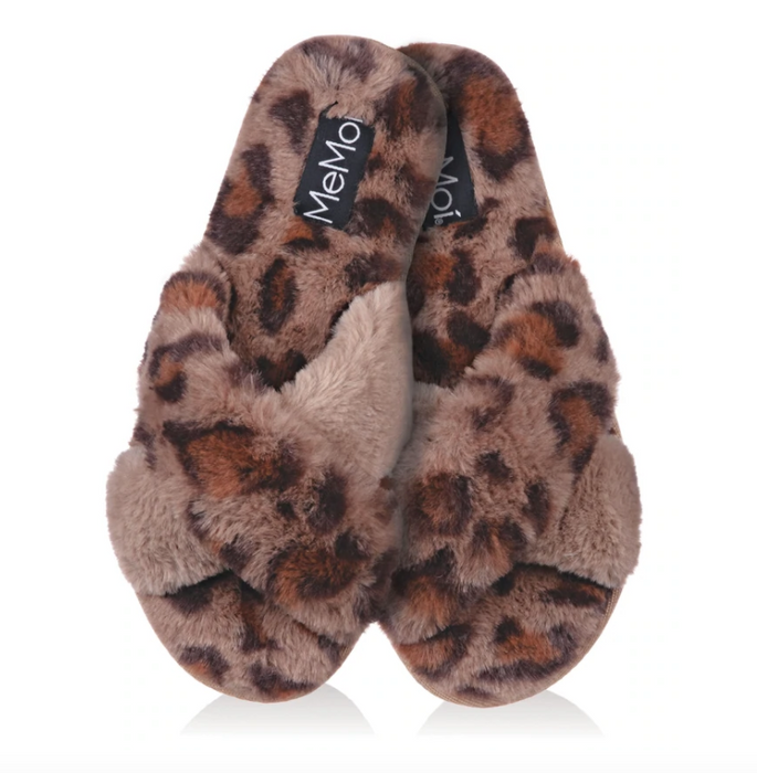 Cheetah Plush Slippers | Taupe