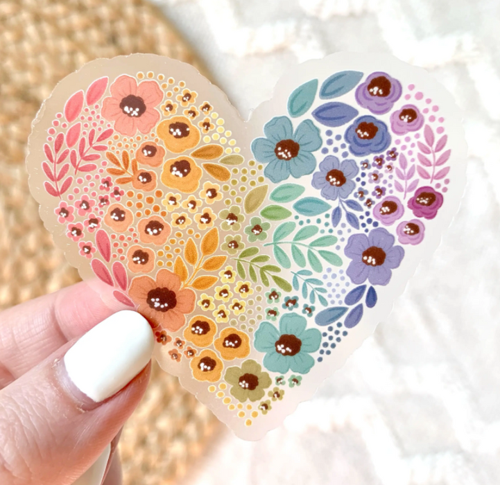 Clear Pride Rainbow Heart Sticker