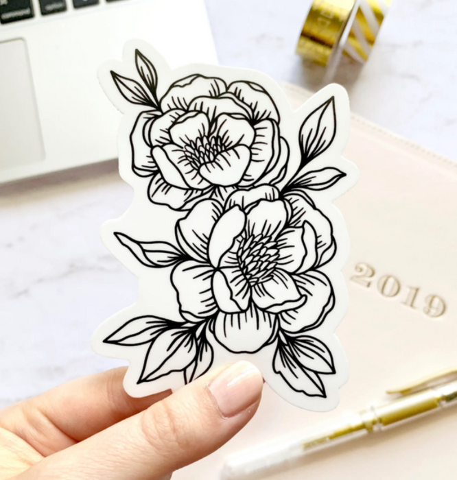 Line Drawn Peonies Sticker