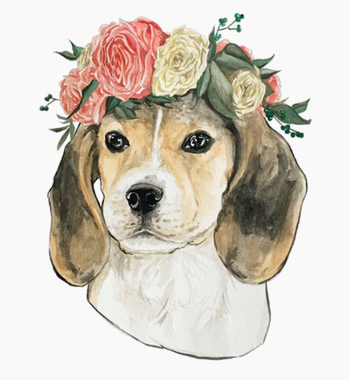 Flower Crown Beagle Sticker