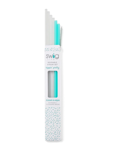 Reusable Straw Set | Clear & Aqua