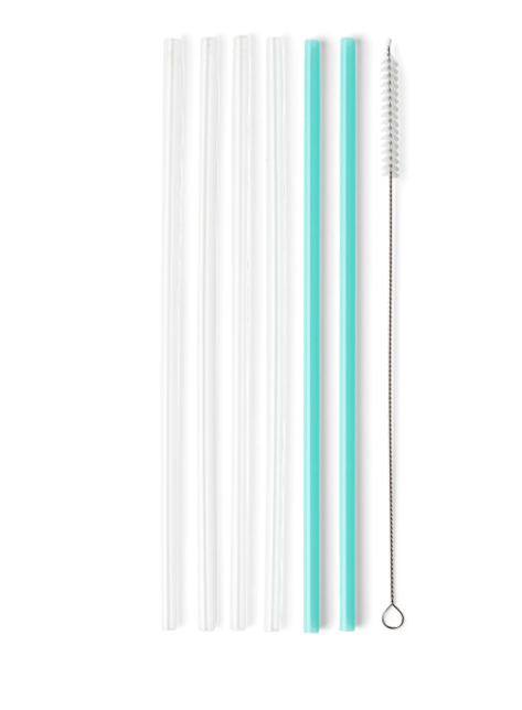 Reusable Straw Set | Clear & Aqua